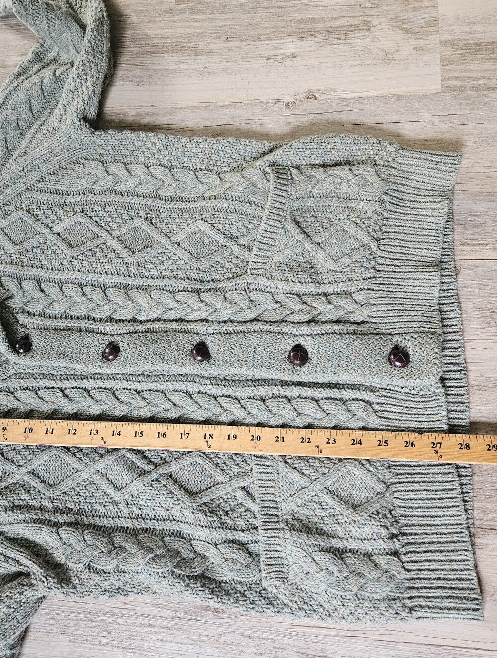 Polo Ralph Lauren Men's Green Wool Cashmere Cable Knit Shawl Collar Cardigan M - Picture 5 of 6